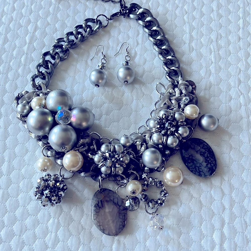 Statement necklace with matching earrings